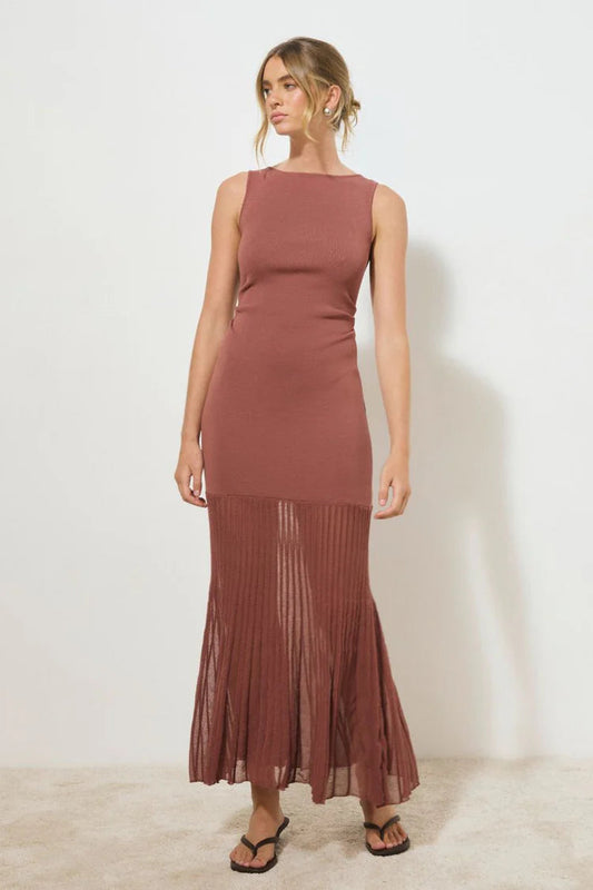 Reflection Knit Dress - Cognac Mon Renn