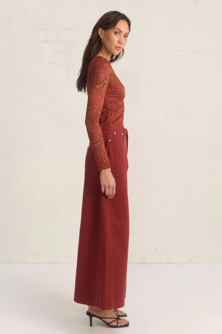 Flora Lace Top - Wine Mon Renn