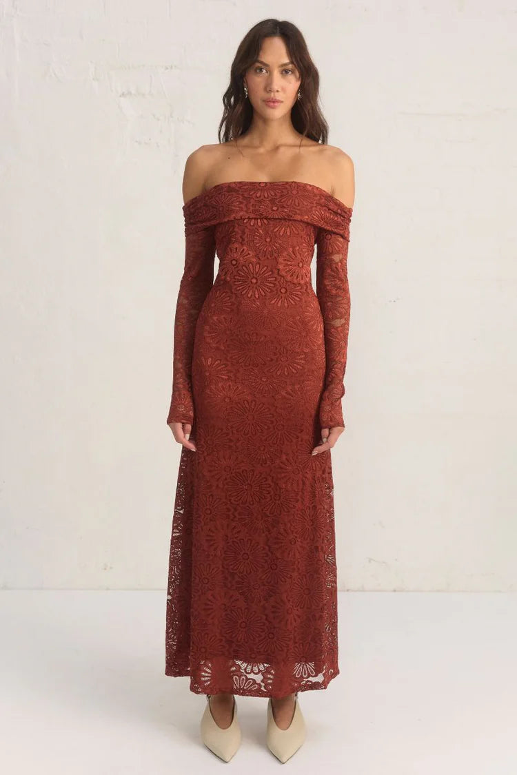 Flora Lace Dress - Wine Mon Renn