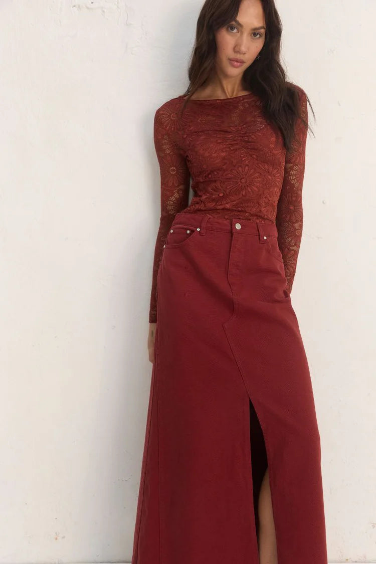 Flora Lace Top - Wine Mon Renn