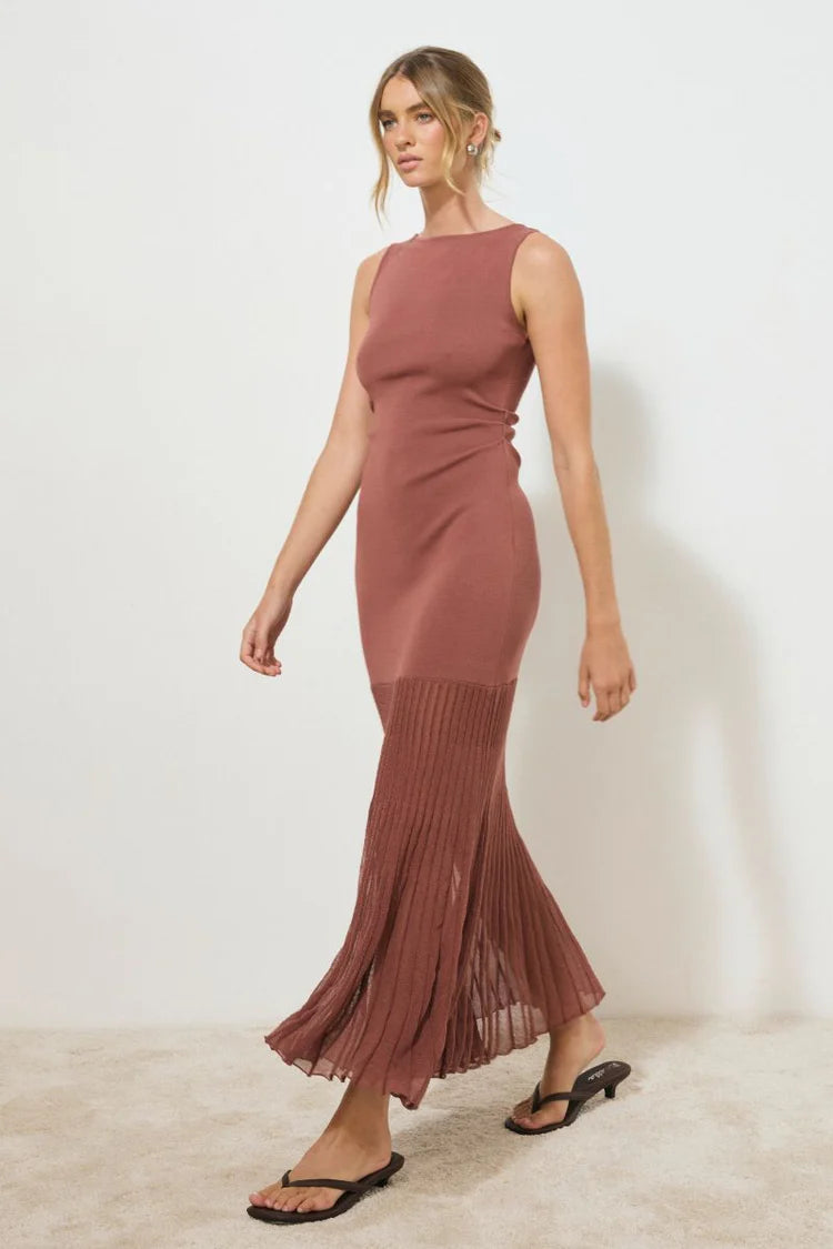 Reflection Knit Dress - Cognac Mon Renn