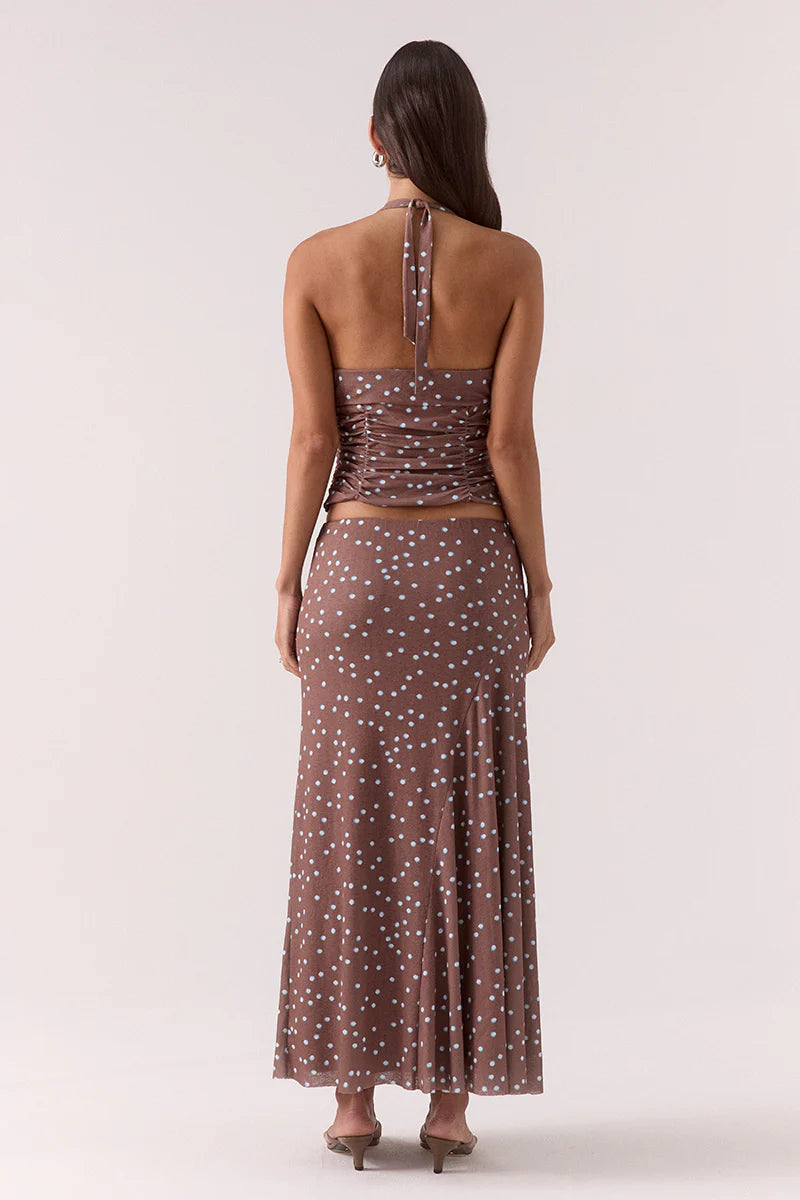 Delilah Top - Mocha Polka Dot Sovere