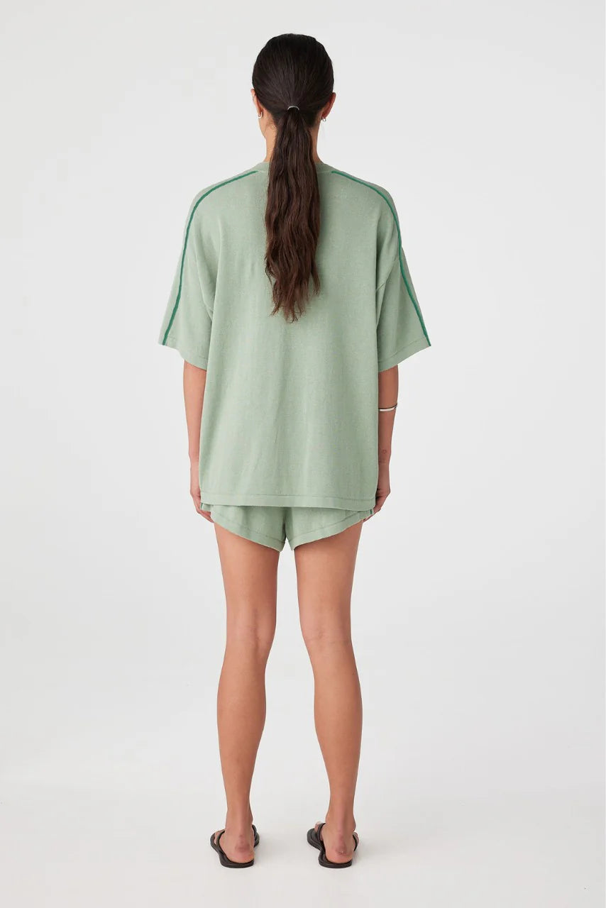 Pippa Drawcord Short - Eucalyptus and Sea Green