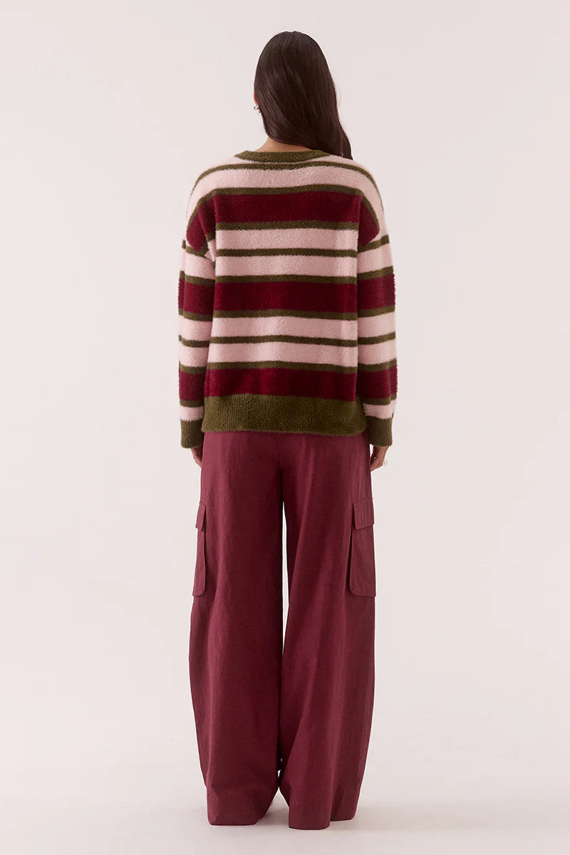Holland Stripe Crew Knit - Pink/Plum Sovere
