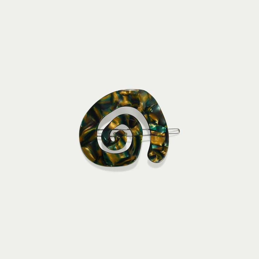 Swirl Tige Boucle Hair Clip - Green Torsoiseshell Kitty Paloma