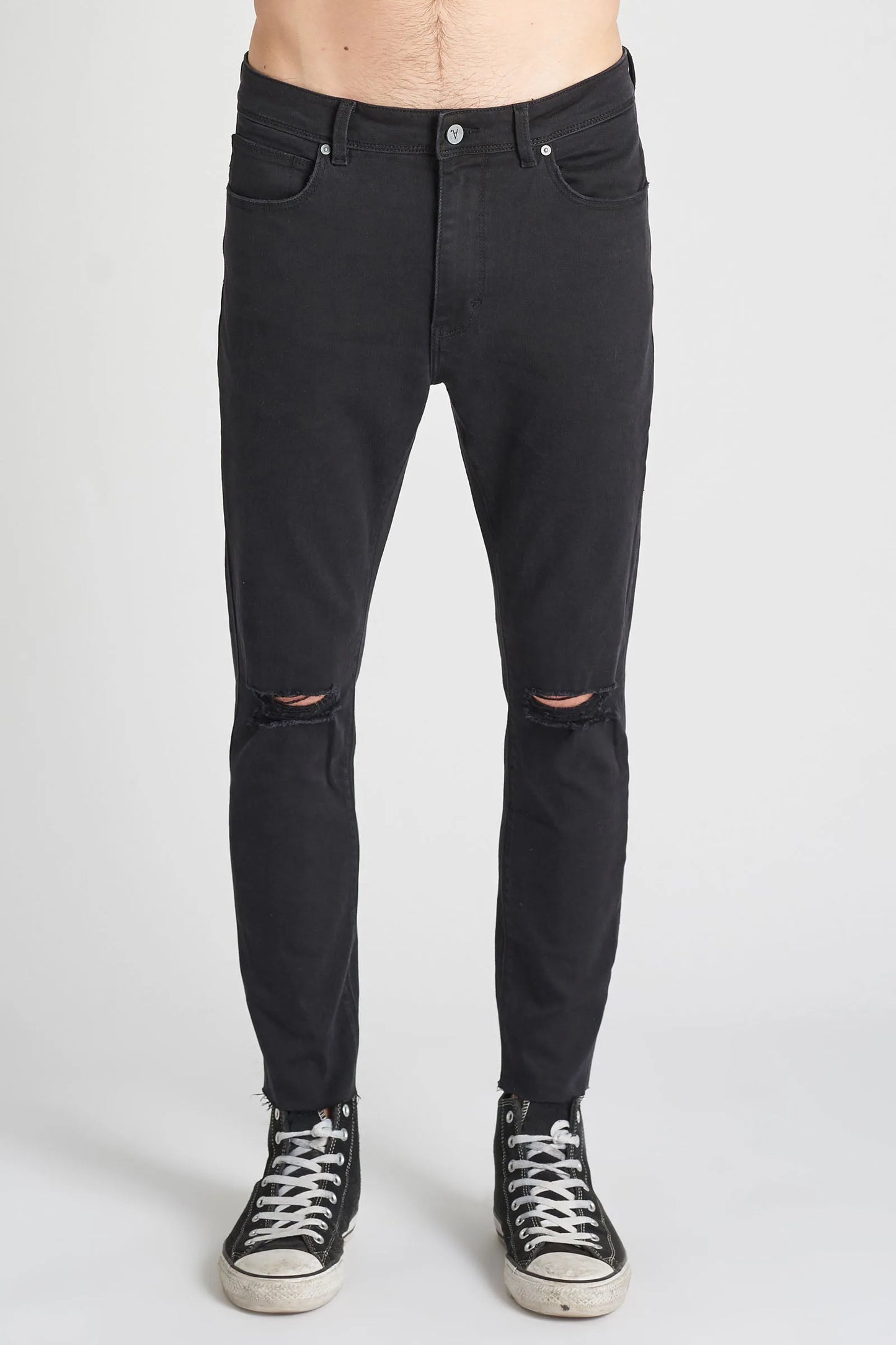 A Dropped Skinny Turn Up Jean - Smoky Black
