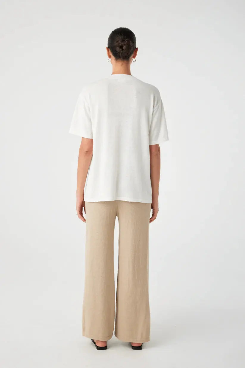 Ada Organic Cotton Linen T-Shirt - Cream Back View