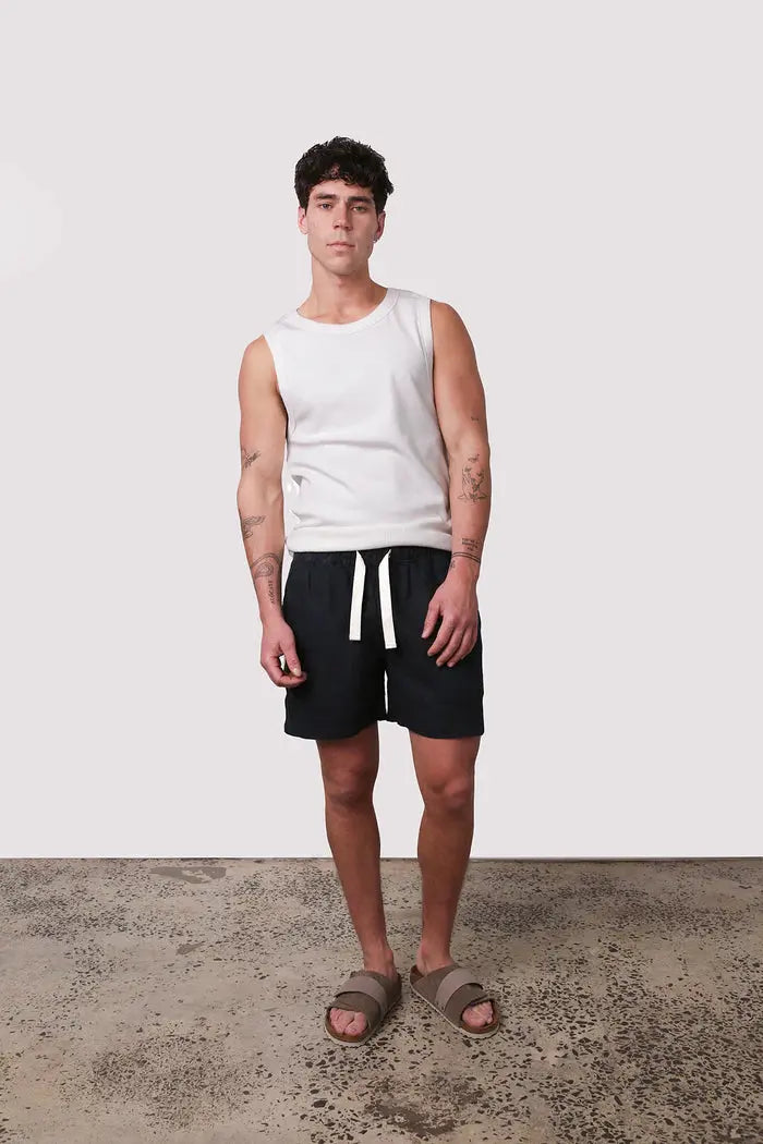 Amalfi Stripe Linen Short - Midnight Kore Studios