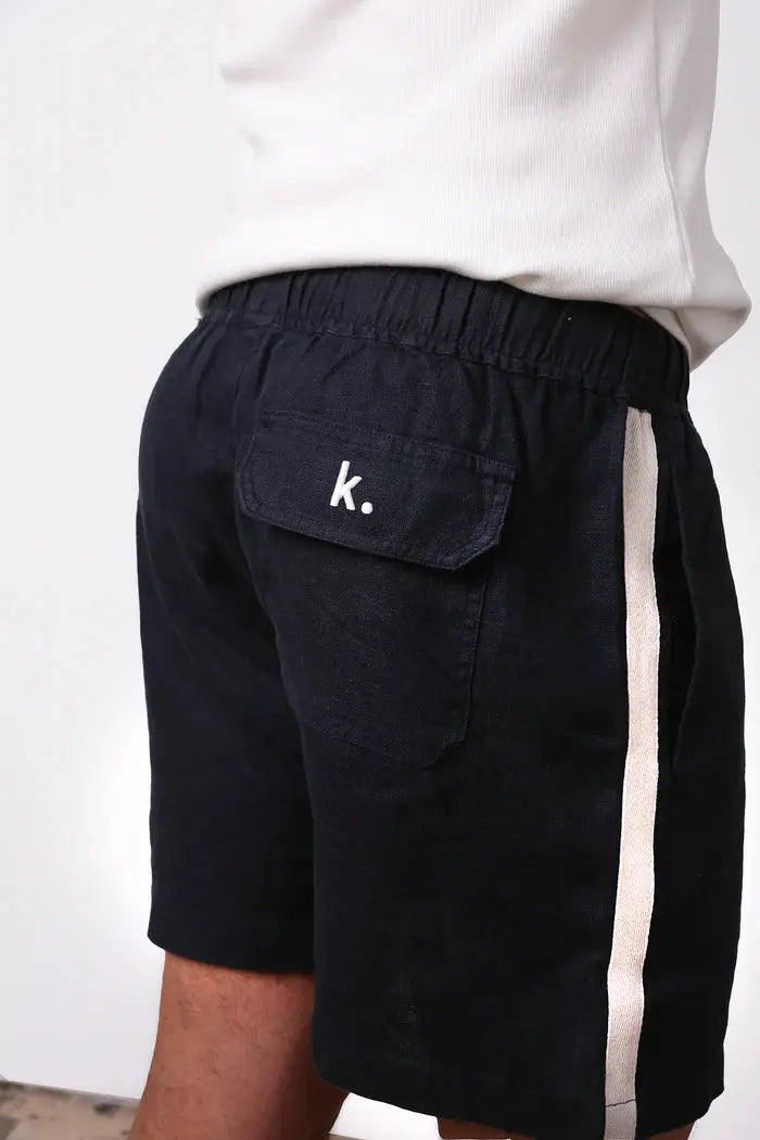 Amalfi Stripe Linen Short - Midnight Kore Studios