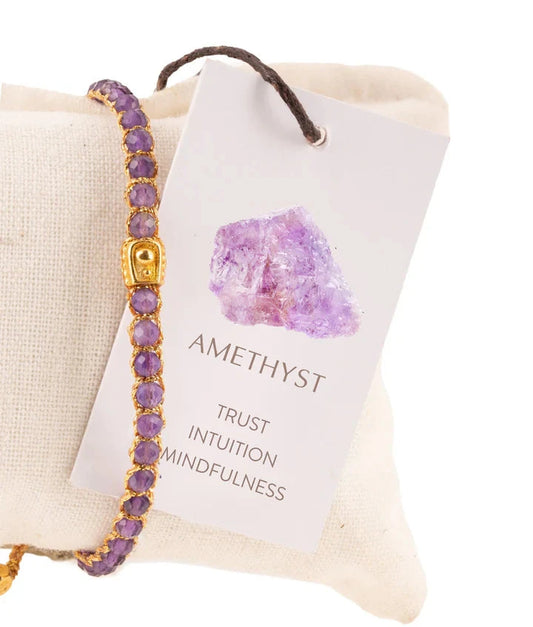 Amethyst Crystal Gemstone Bracelet - February Birthstone Nusands