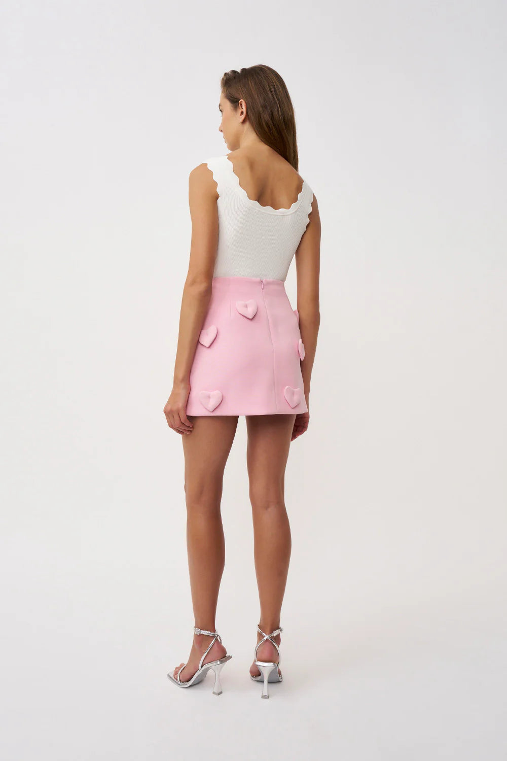 Amora Love Heart Mini Skirt - Dusty Pink By Johnny at cloth in brick 04