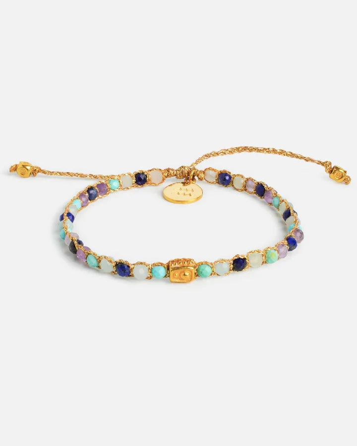 Aquarius Crystal Zodiac Gemstone Bracelet - Gold Nusands