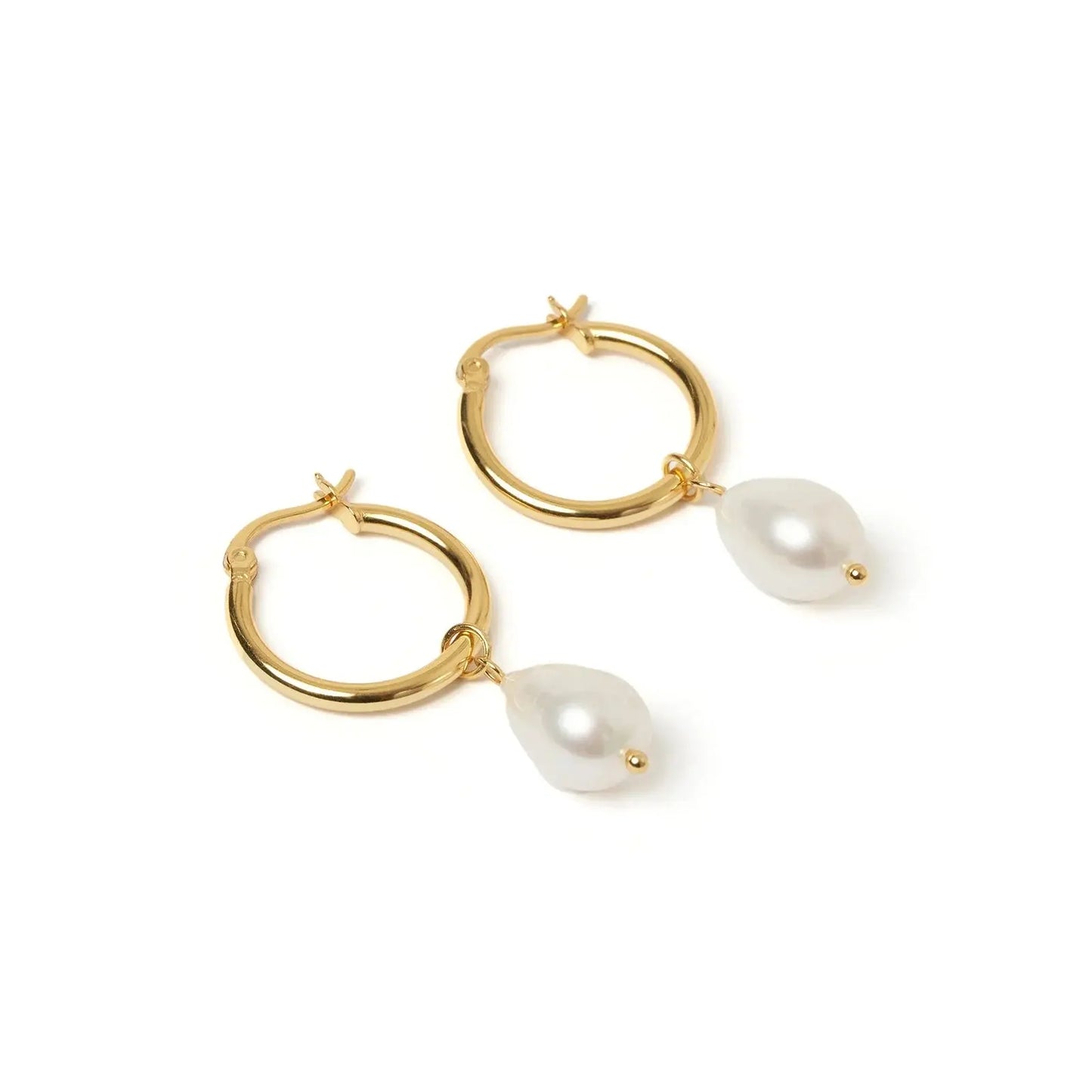 Augusta Gold Hoop & Freshwater Pearl Earrings Arms of Eve