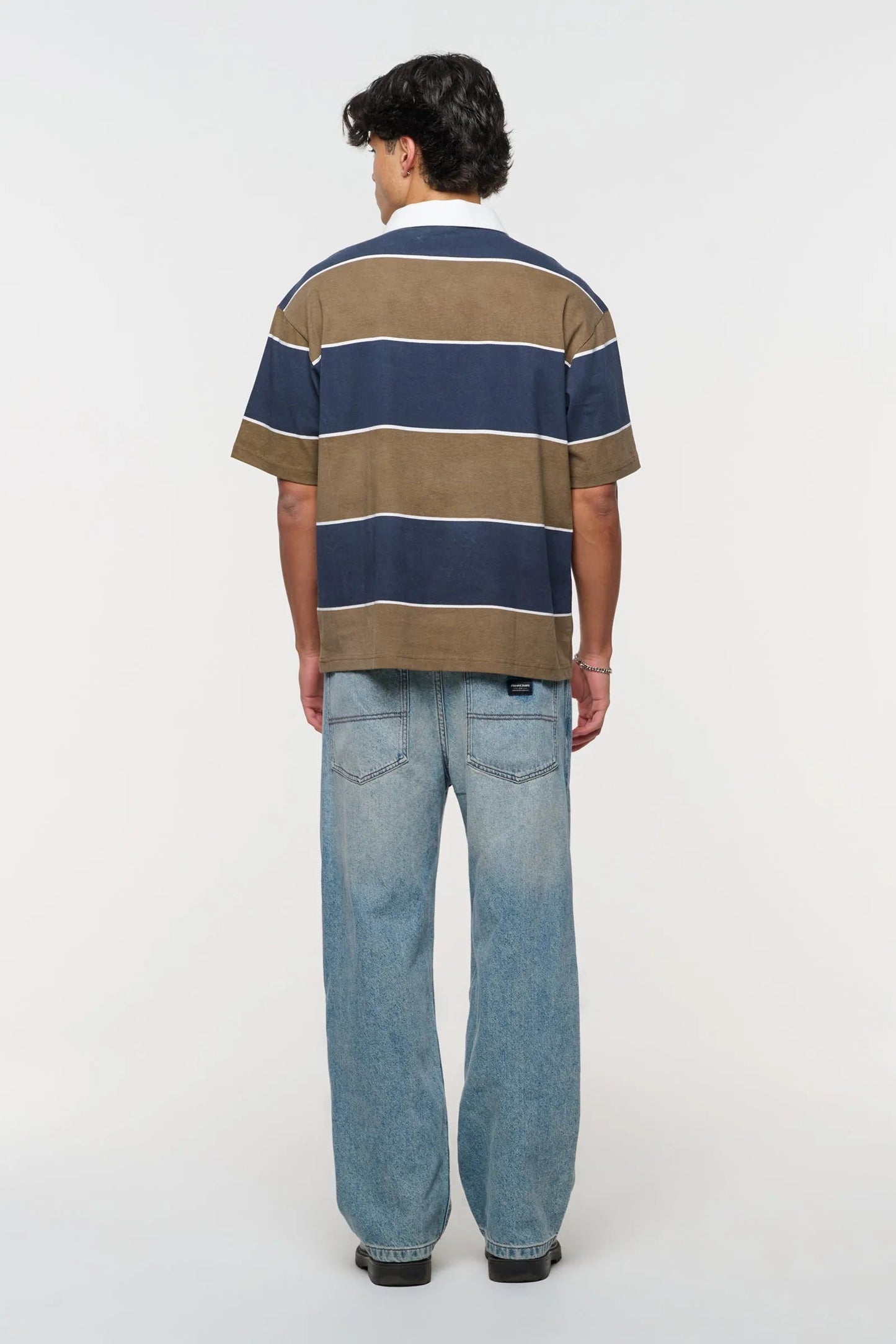 Dewey Stripe Rugby Polo - Navy Abrand
