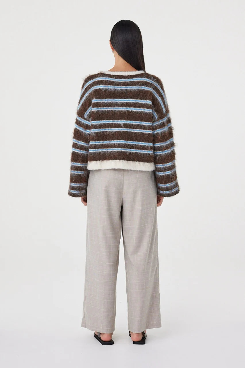 Lucca Sweater - Espresso and Blue Stripe Arcaa