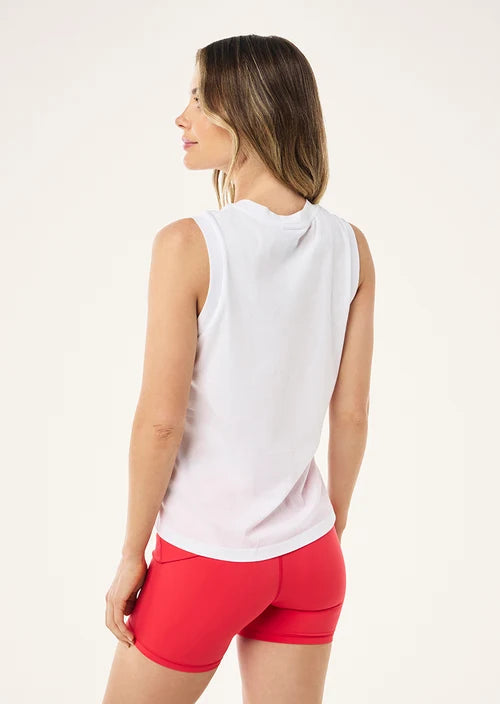 Backspin Tank - White and Strawberry P.E Nation