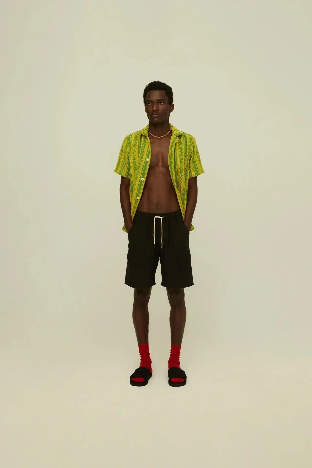 Black Cargo Linen Shorts OAS