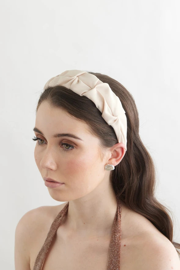 Bowies World Madrid Headband - Dusty Pink at cloth in brick side view