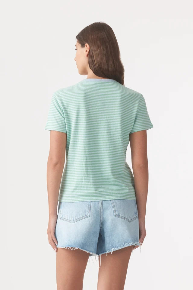 Ivy Tee - Stripe Green Blue Outland Denim