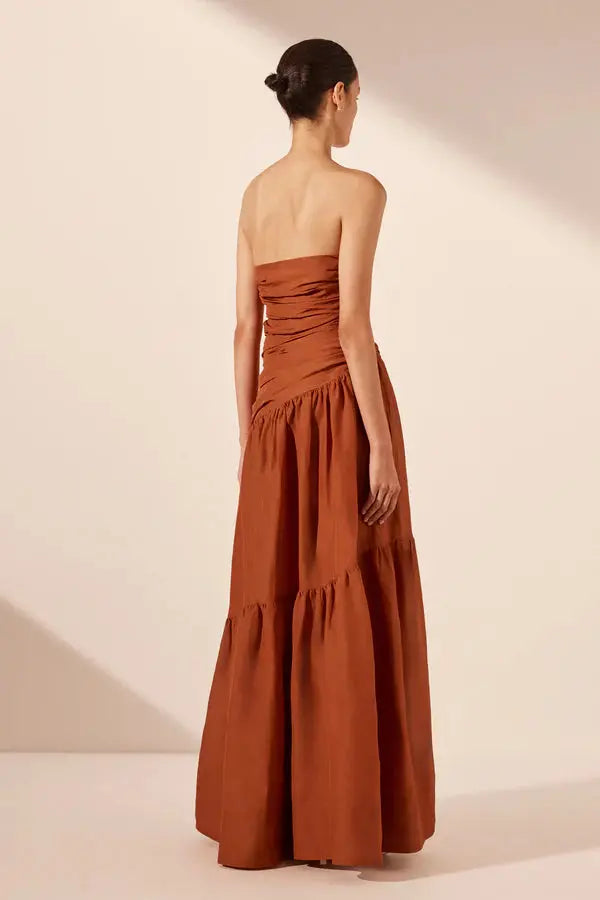 Celeste Strapless Tiered Maxi Dress - Rust Shona Joy