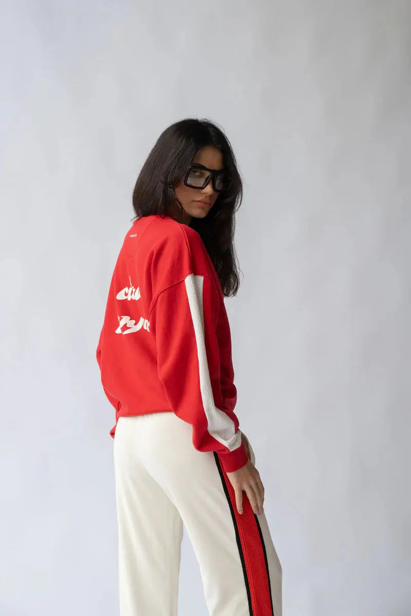 Side View Ciao Bonjour Sweatshirt - Cherry Araminta James