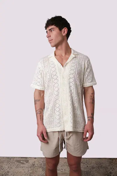 Cinetto Knit S/S Shirt - Cream Kore Studios