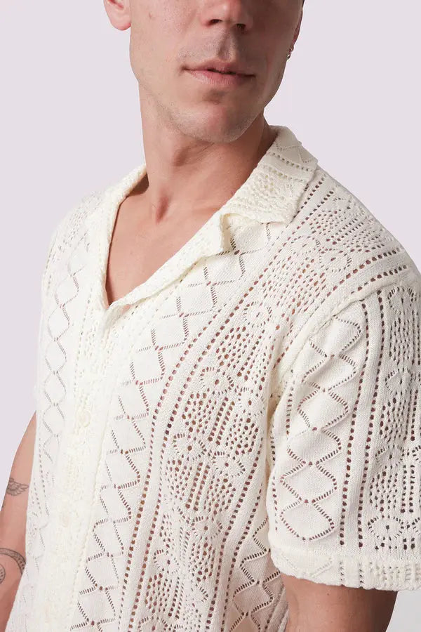 Cinetto Knit S/S Shirt - Cream Kore Studios