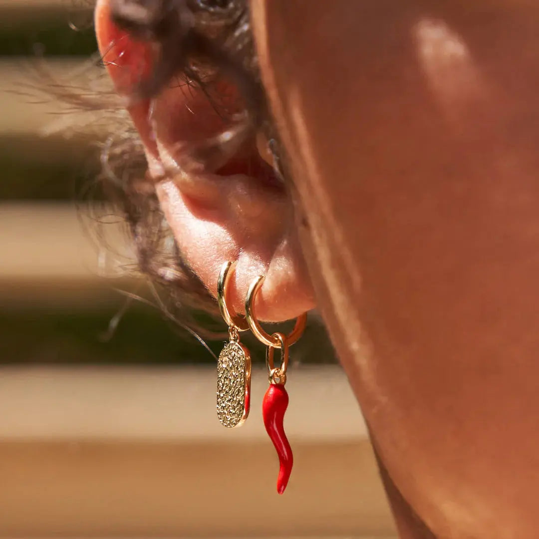 Cornicello Red Charm Earrings Arms of Eve