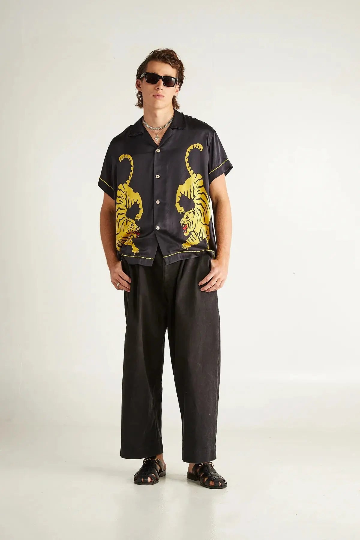 Crouching Tiger Silk Shirt - Black The Tales