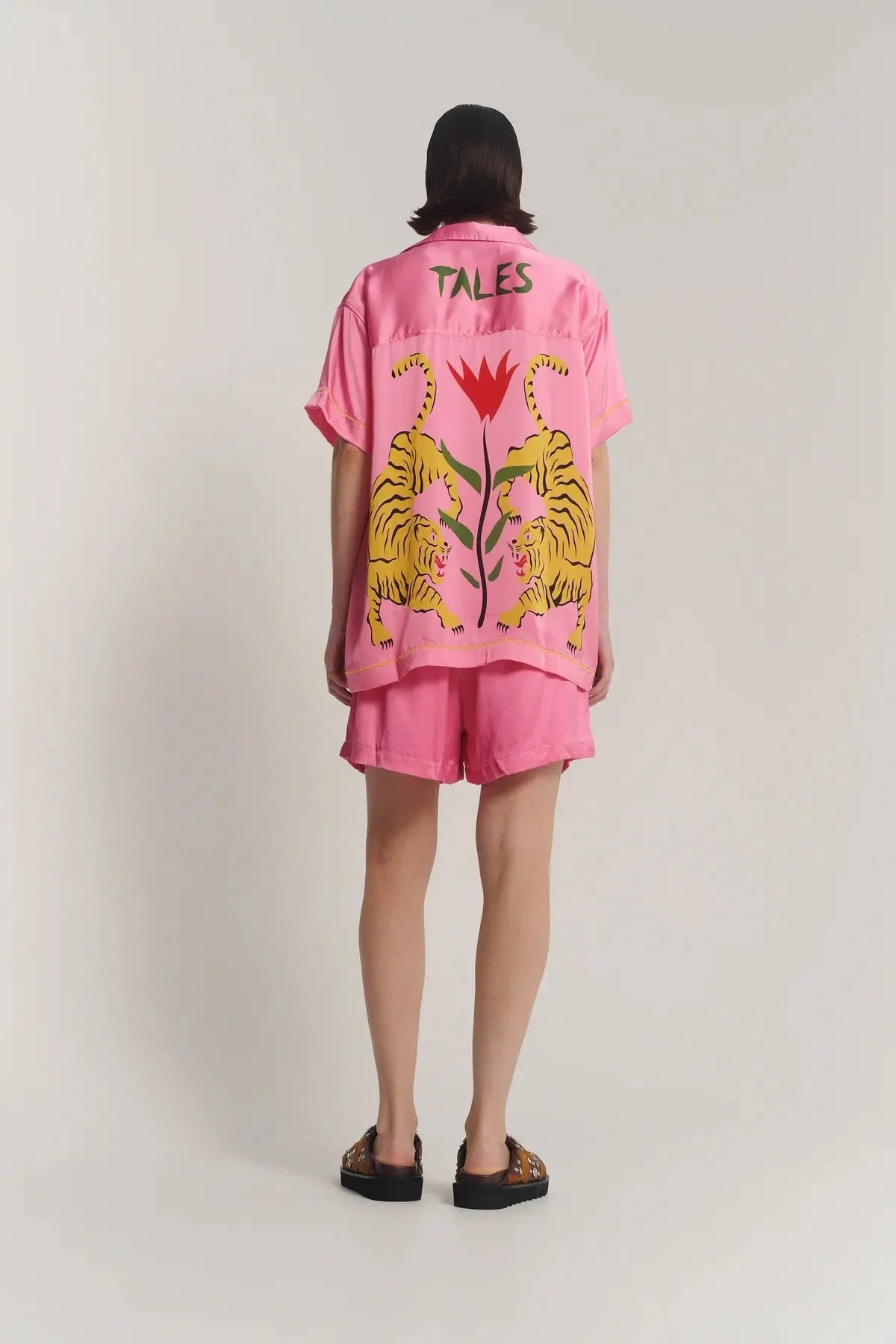 Crouching Tiger Silk Shirt - Pink The Tales