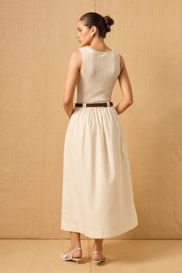 Elemental Knit Combo Dress - Cream Mon Renn