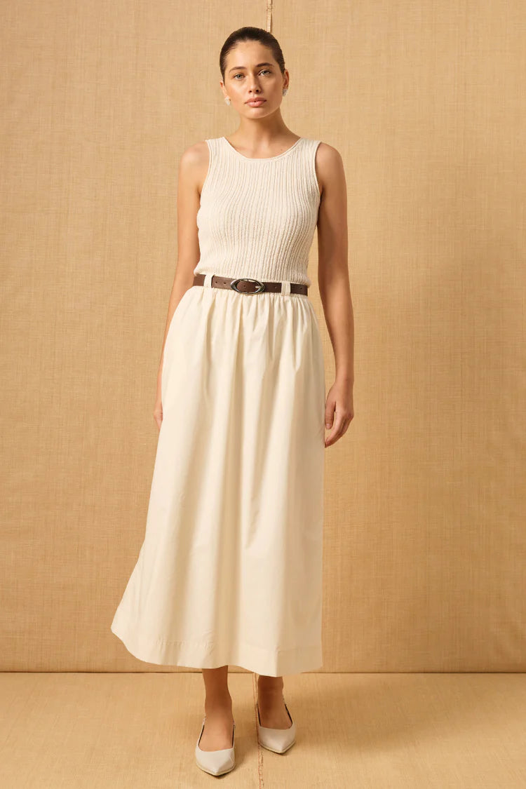 Elemental Knit Combo Dress - Cream Mon Renn
