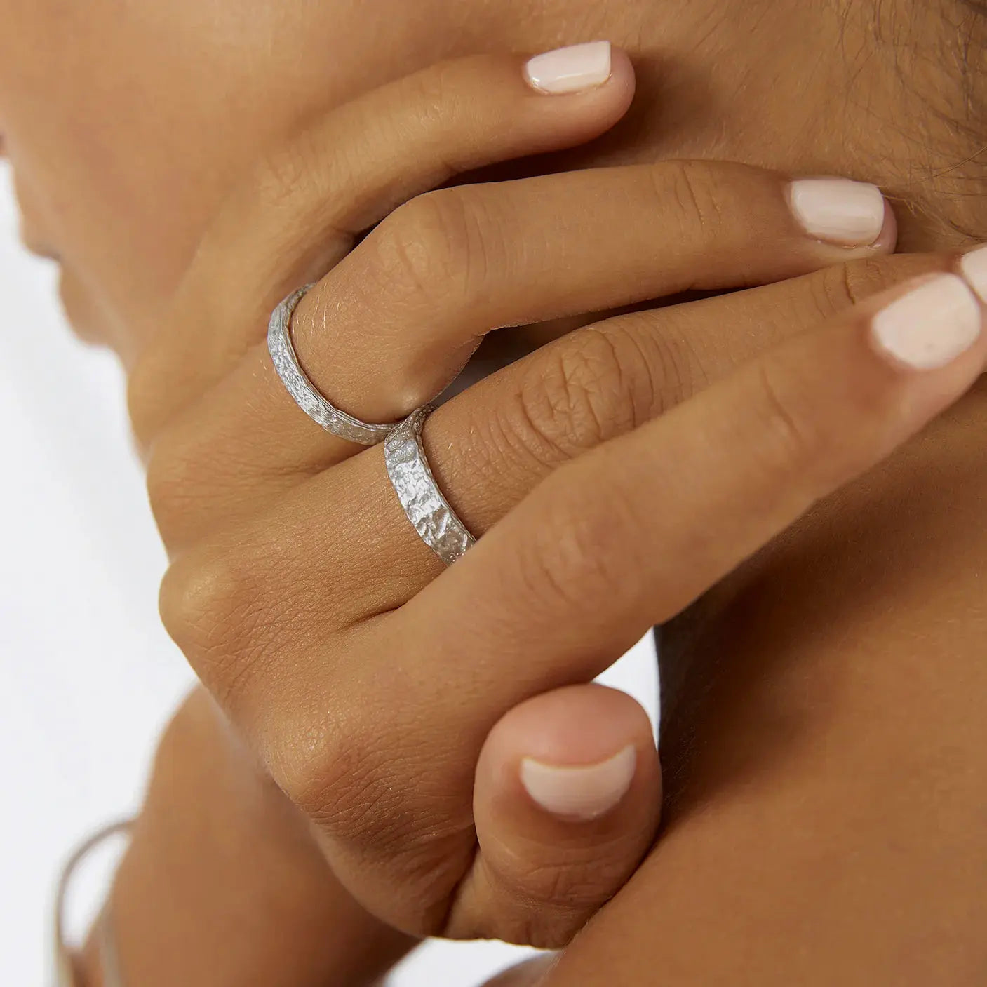 Eros Silver Textured Ring Arms of Eve