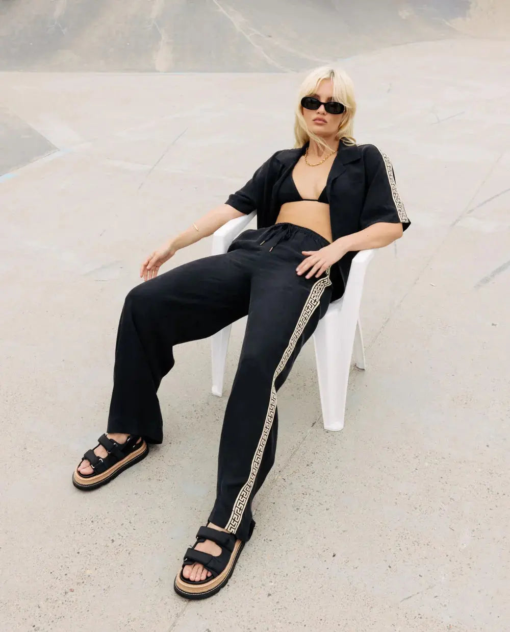 Geo Vacay Pants - Black and Cream Something Very Special