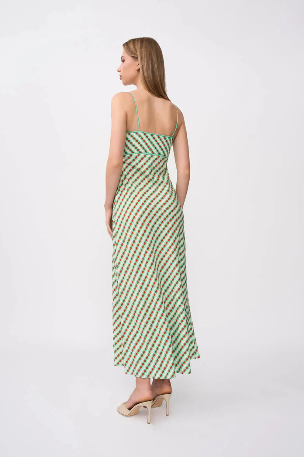 Gianna Geo Bias Ankle Dress - Green Brown Multi By Johnny