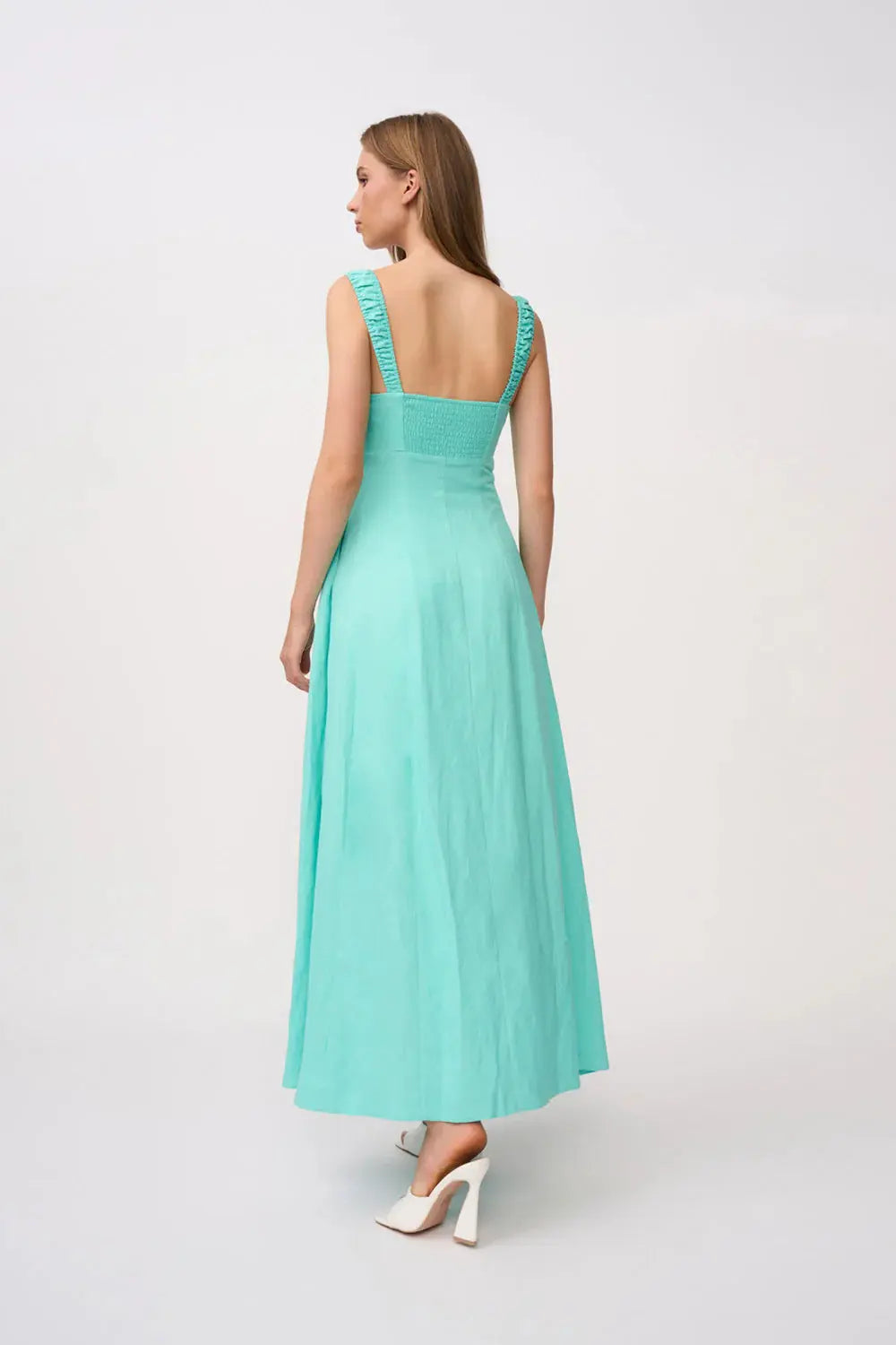 Giovanna Button Down Ankle Dress - Aqua By Johnny
