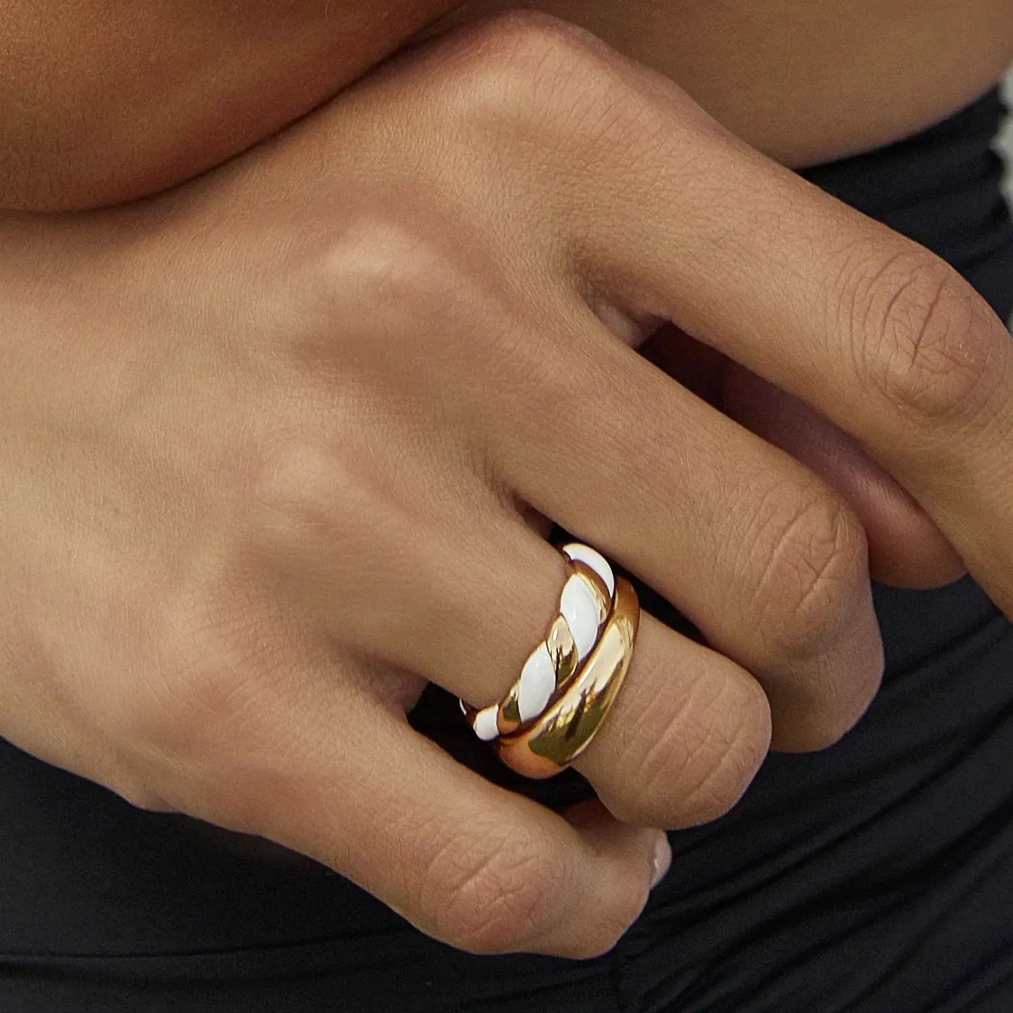 Hudson Gold and Enamel Ring Arms of Eve