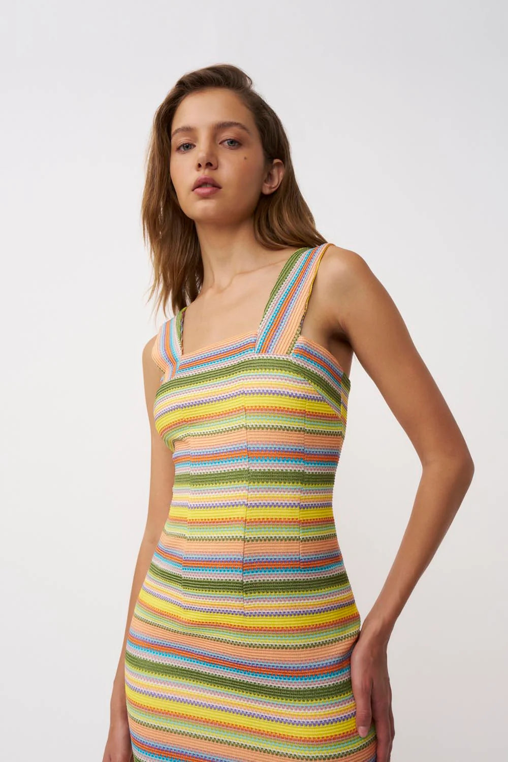 Isabella Weave Dress - Multi Colour By Johnny at cloth in brick 03