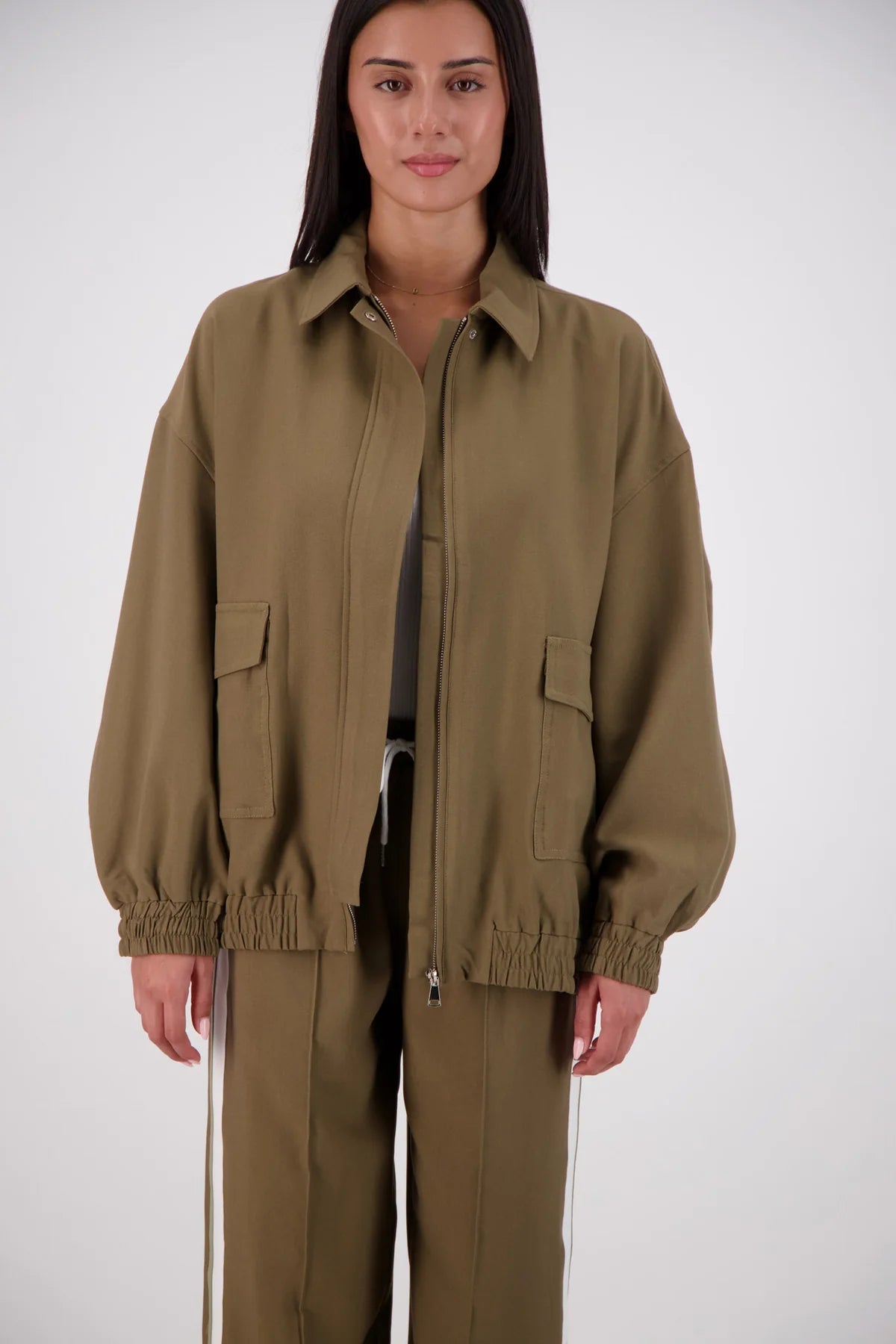Ischia Bomber Jacket - Olive Jasmine Alexa