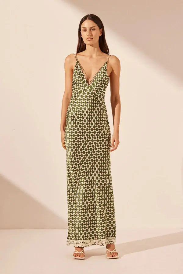 Kahlo Silk Cross Strap Maxi Dress Shona Joy