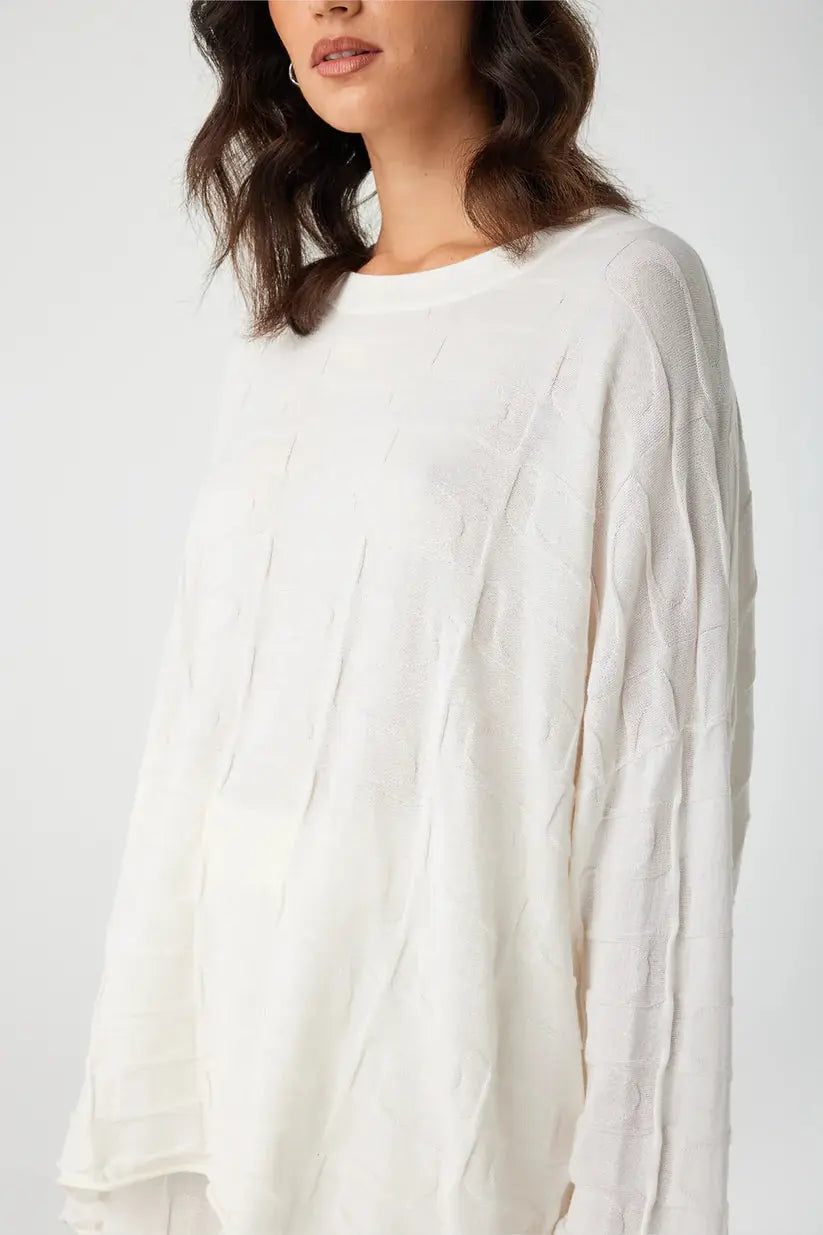 Lara Long Sleeve Knit - Cream Close Up Front