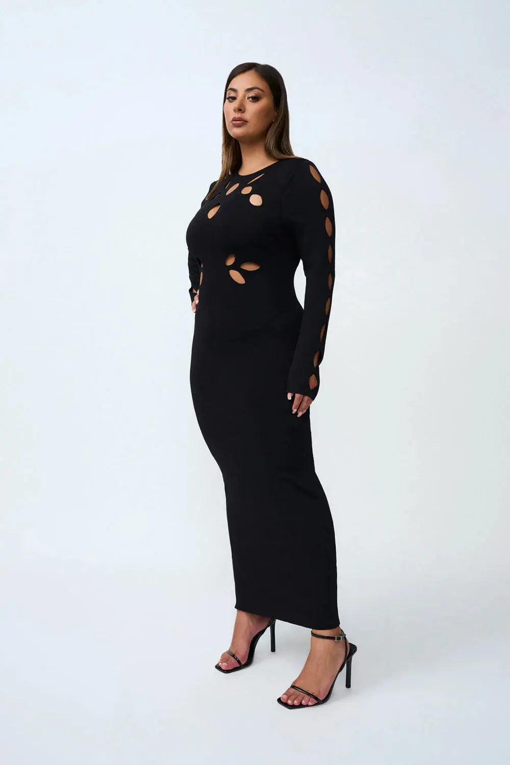 Laser Leaf Long Sleeve Midi Dress By Johnny