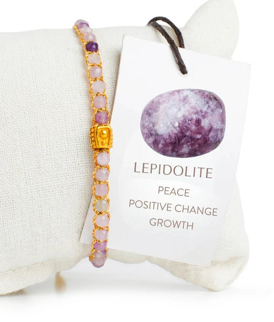 Lepidolite Crystal Gemstone Bracelet - Gold (Copy) Nusands