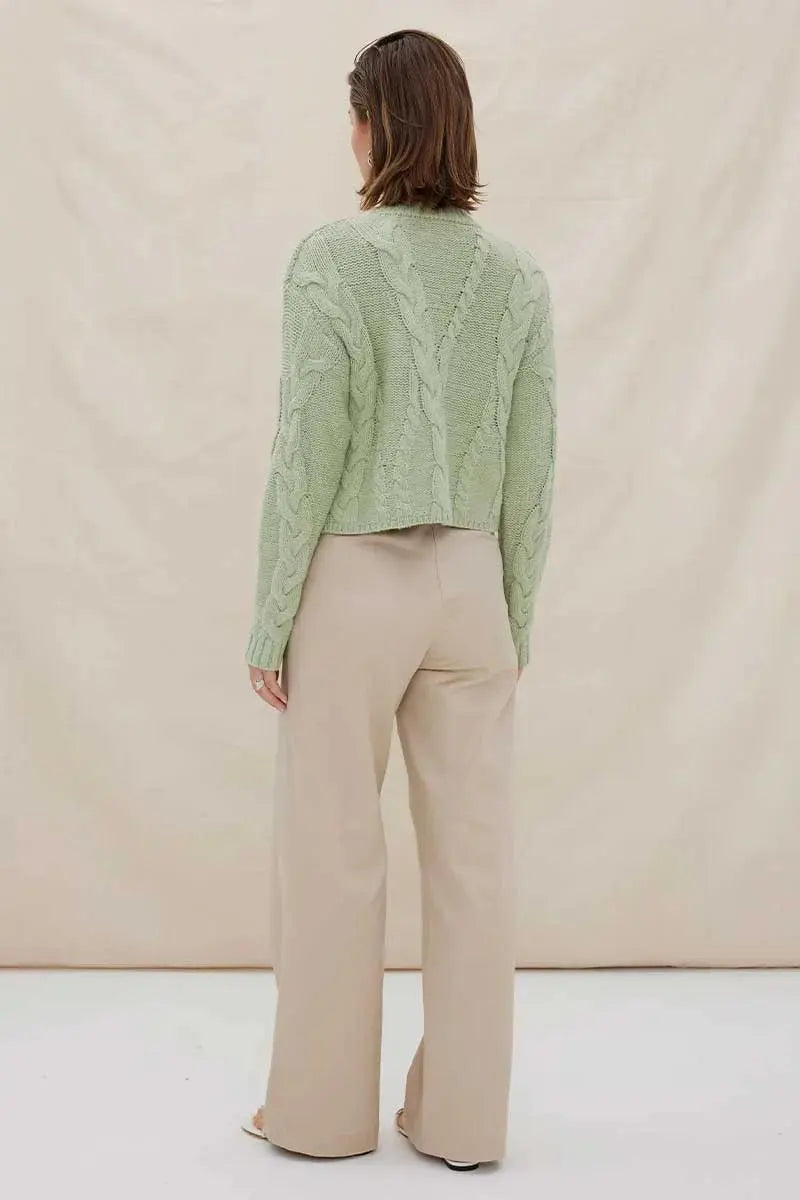 Linked Cable Sweater - Artichoke Sovere