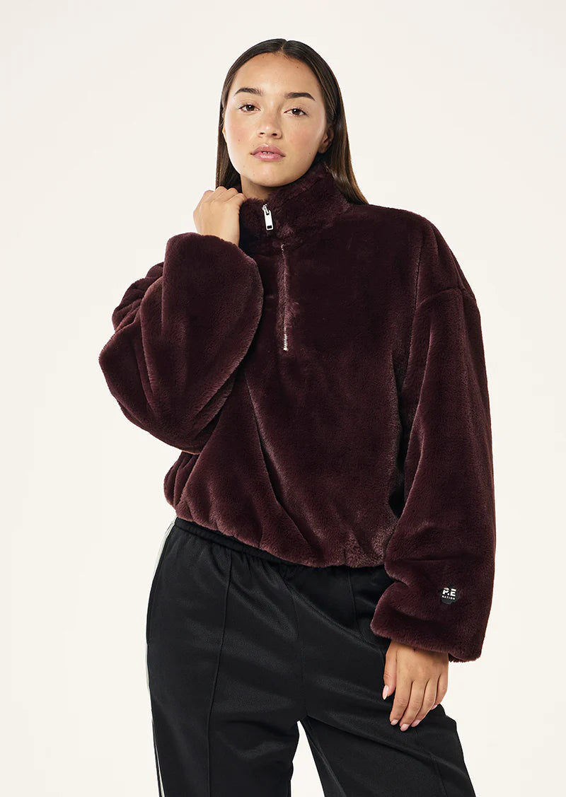 Monterey Zip Neck Sweater - Mahogany P.E Nation