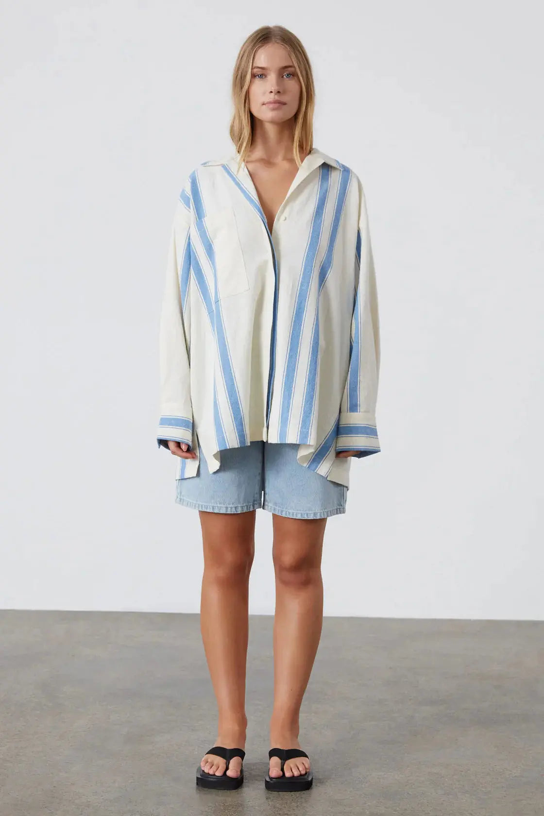 Marine Stripe Organic Cotton Shirt Zulu & Zephyr at cloth in brick