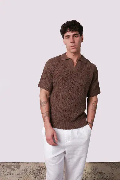 Maya Knit Polo - Chocolate Kore Studios