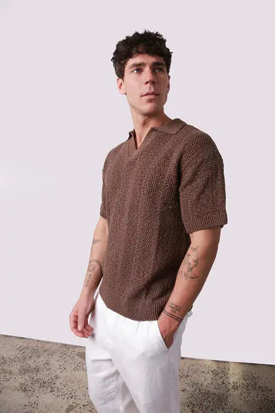 Maya Knit Polo - Chocolate Kore Studios