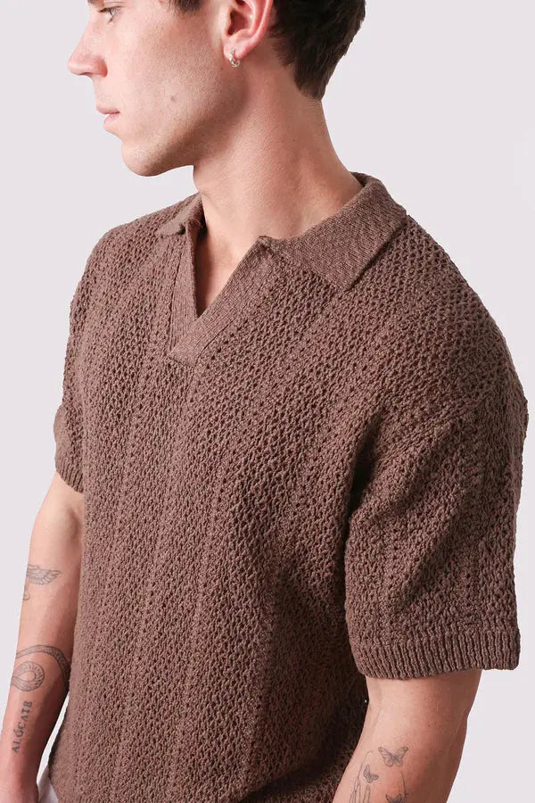 Maya Knit Polo - Chocolate Kore Studios