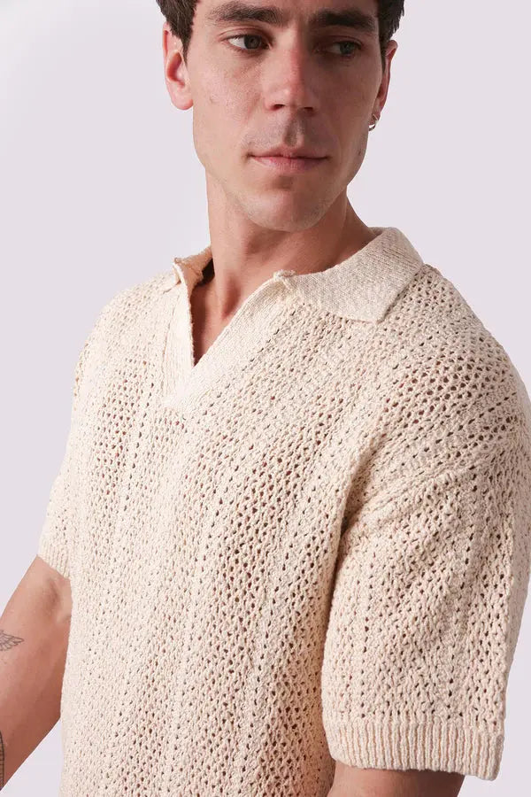 Maya Knit Polo - Cream Kore Studios